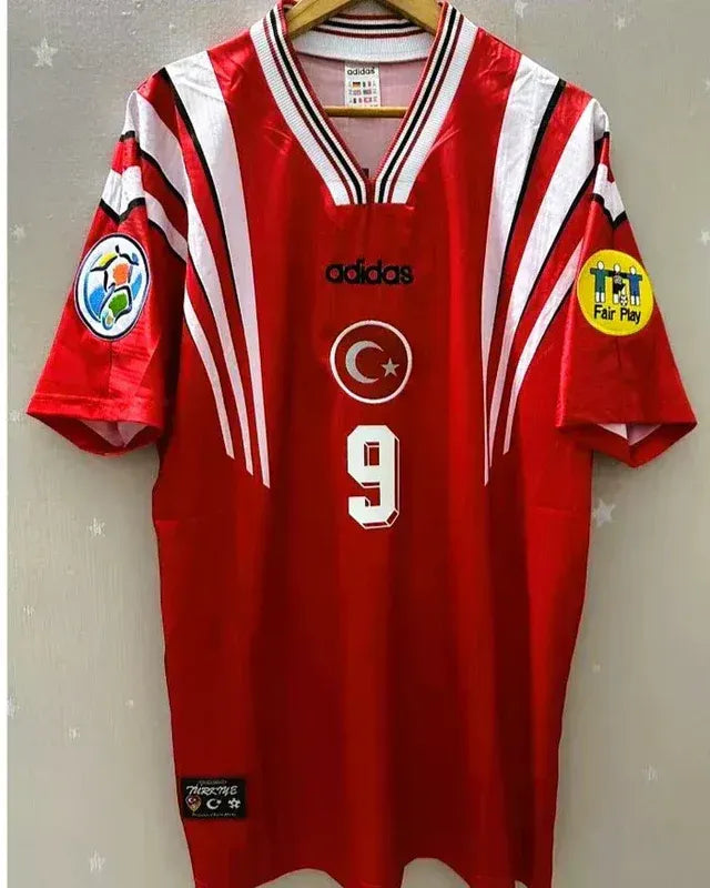 Camisa Retrô Turquia 1996/97 Home - Hakan Sukur #9 (+Patches)