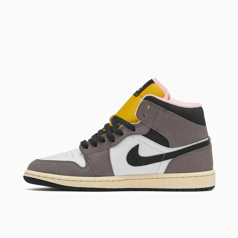 Air Jordan 1 Mid SE - Cinza/Branco/Amarelo