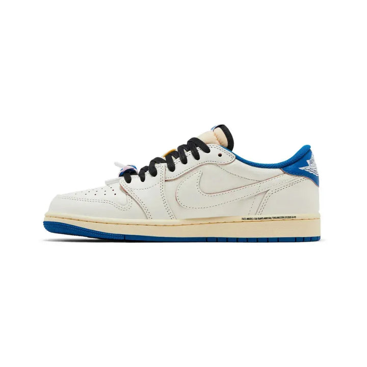 Fragment x Travis Scott x Air Jordan 1 Low OG SP - Sail/Azul Militar