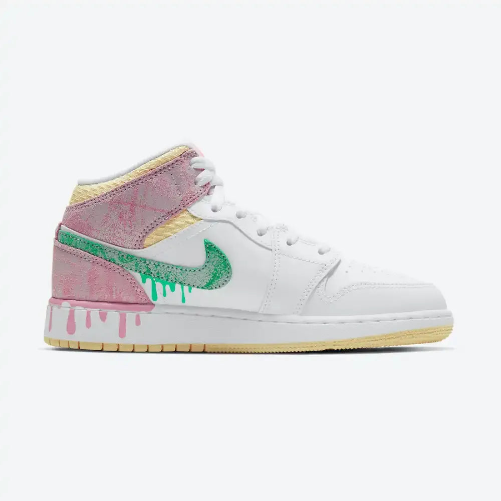 Jordan 1 Mid - Rosa/Menta/Branco/Amarelo