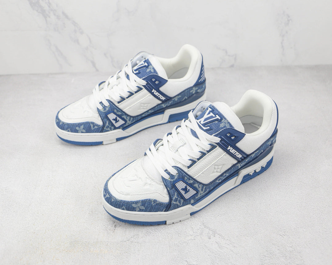 Louis Vuitton LV Trainer – Denim Monogram Branco/Azul