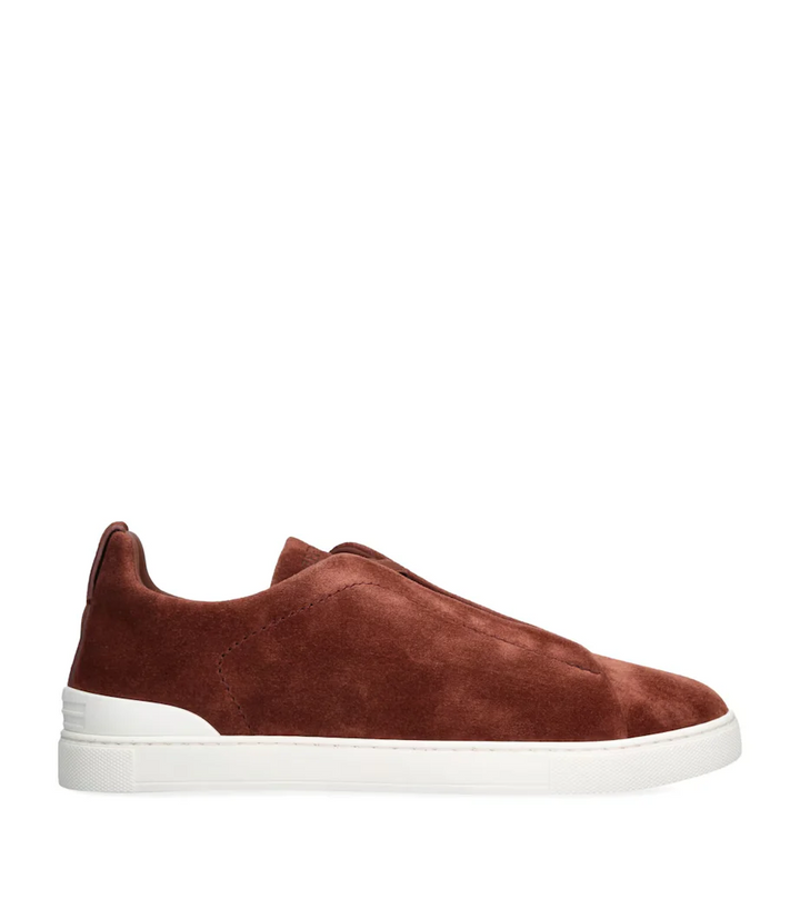 Tênis Zegna Triple Stitch Rust Marrom Suede
