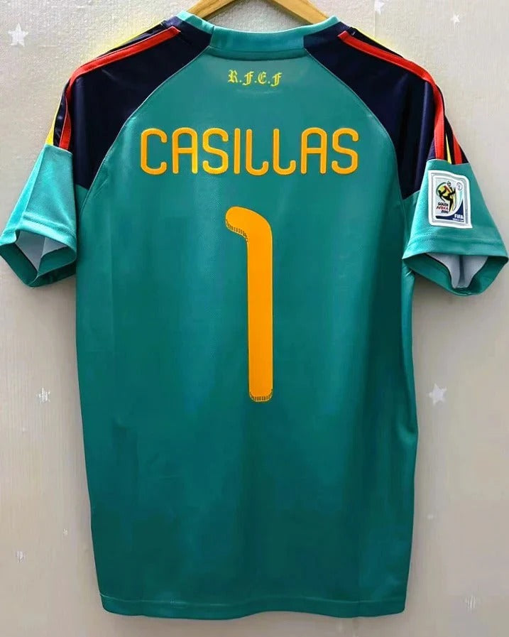 Camisa Retrô Espanha 2010/11 Goleiro Home - CASILLAS #1 (+Patches)
