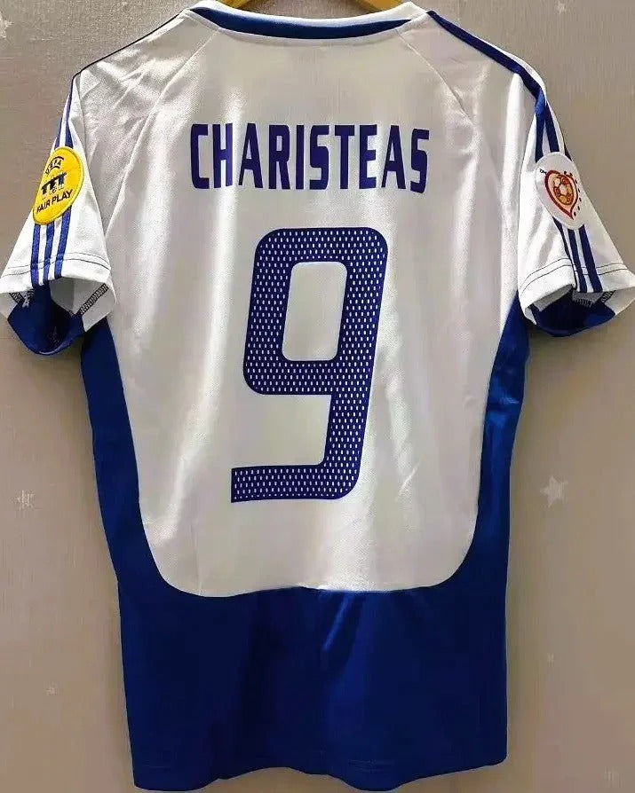 Camisa Retrô Grécia 2004/05 Away - CHARISTEAS ANGELOS #9 (+Patches)