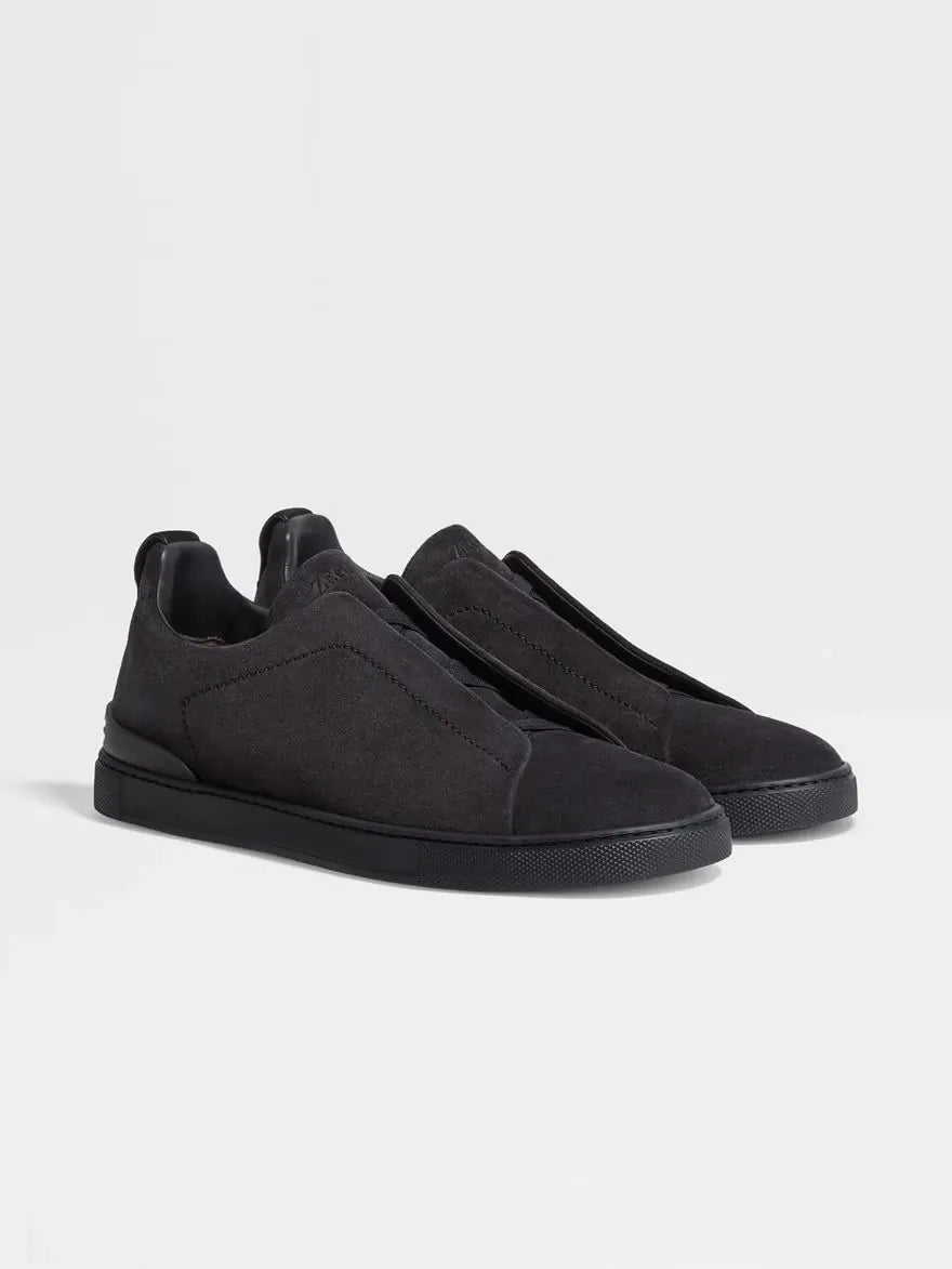 Tênis Zegna Triple Stitch Preto Suede