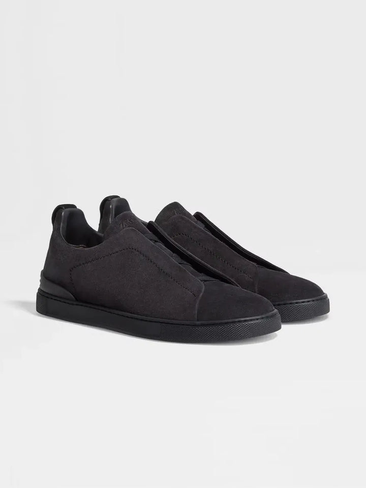 Tênis Zegna Triple Stitch Preto Suede