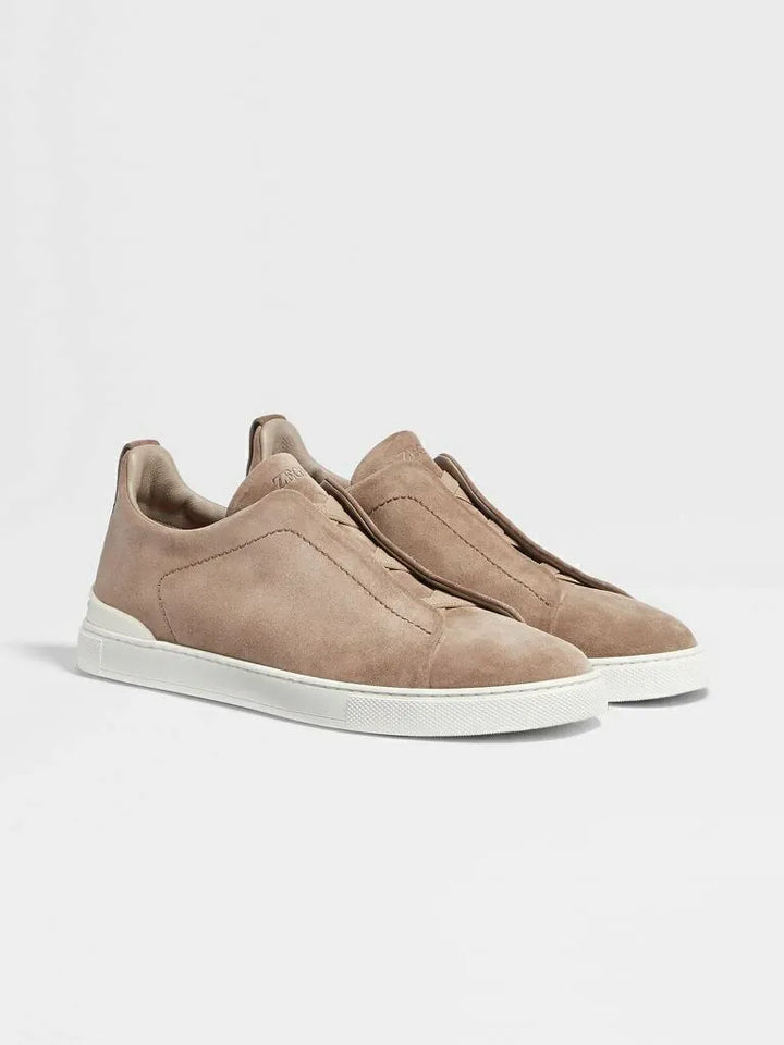 Tênis Zegna Triple Stitch Taupe Suede