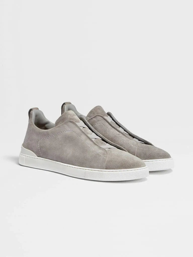 Tênis Zegna Triple Stitch Cinza Suede