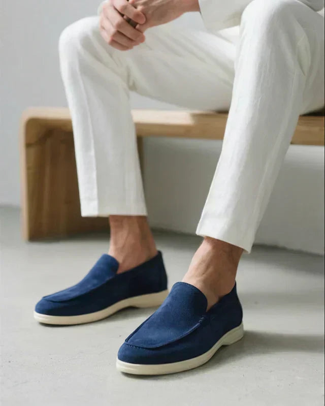 Mocassins de Camurça Confort - Azul Marinho