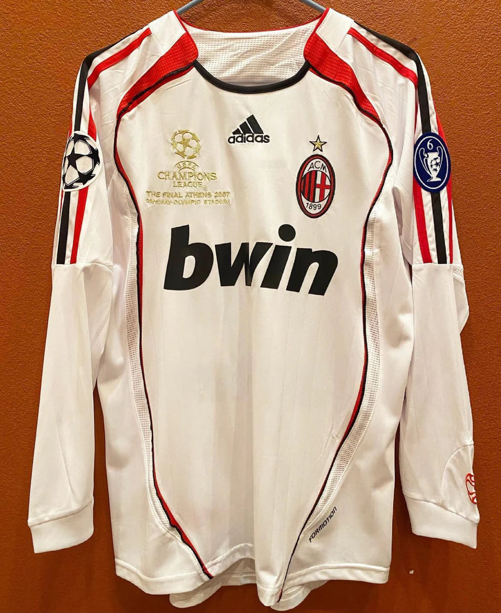Camisa Retrô Milan 2006/07 UCL Away - Manga Longa (+Patches)