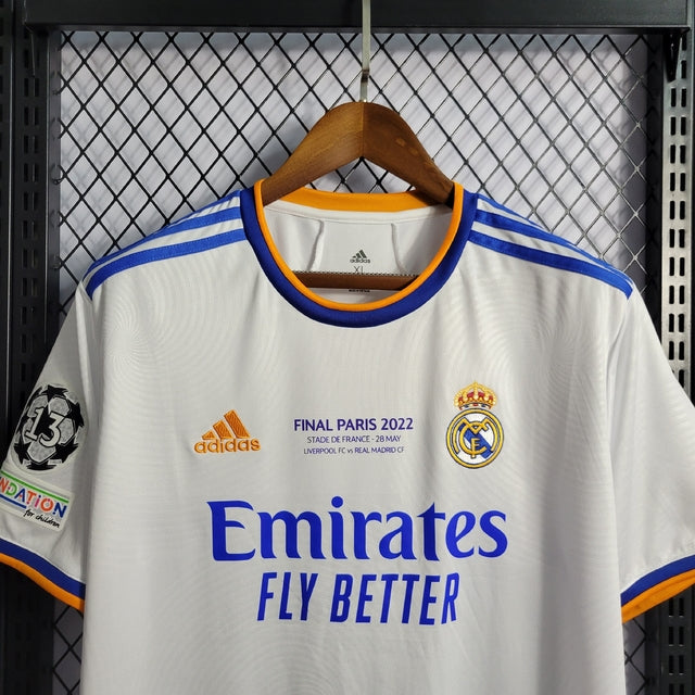 Camisa Real Madrid Home 21/22 Final 2022 Patch Champions "La 14" s/n° Torcedor Adidas Masculina - Branca