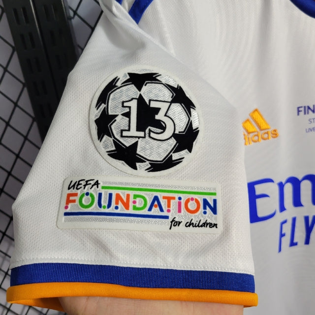 Camisa Real Madrid Home 21/22 Final 2022 Patch Champions "La 14" s/n° Torcedor Adidas Masculina - Branca